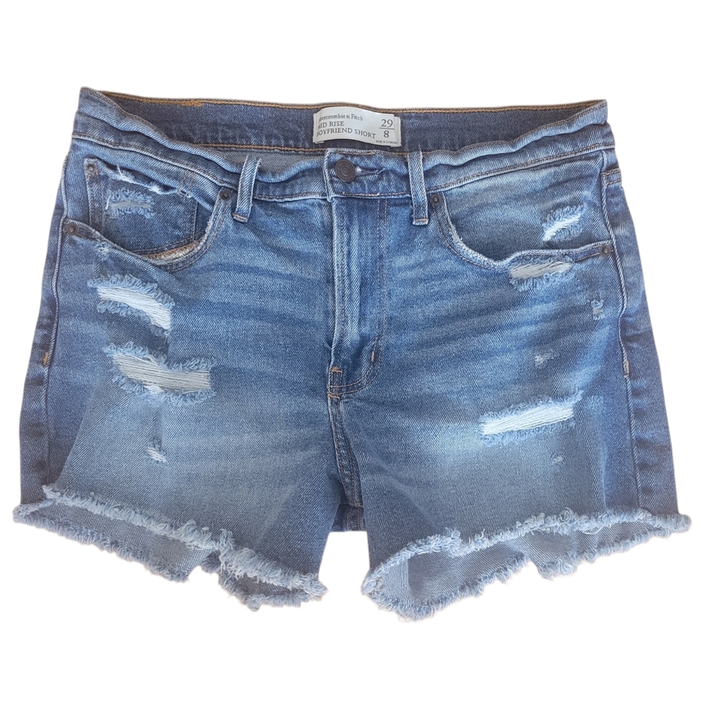 Abercrombie & Fitch‎ Blue Mid Rise Boyfriend Denim Jean Shorts Size 8/29